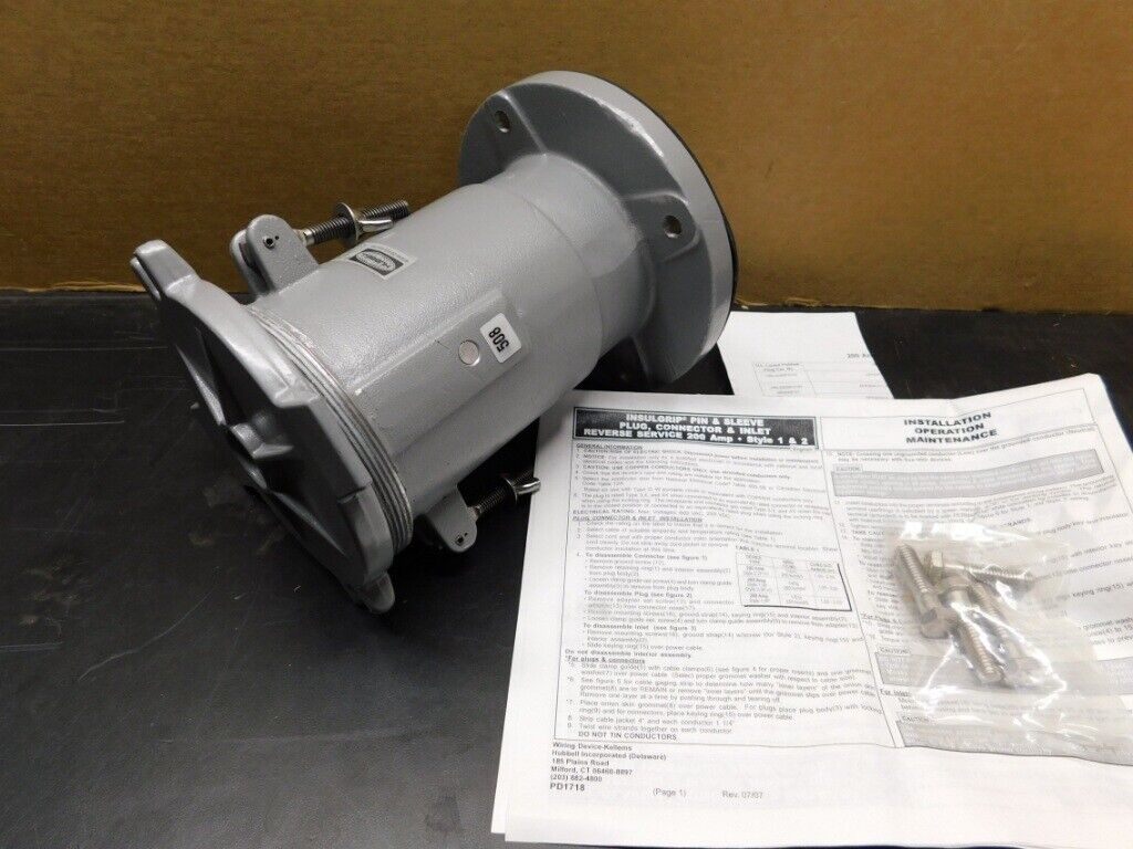 HUBBELL HBL4200RS1WR -- 3P4W 200A Pin & Sleeve Receptacle -- 600 Volt 200 Amp