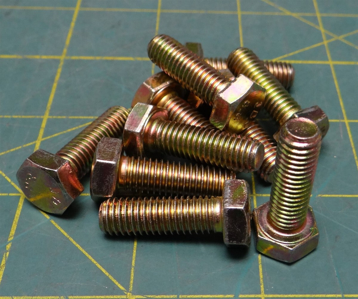 10pk M8x25 Zinc Yellow-Chromate Plated GR8 Steel Hex Screw NSN: 5305-01-506-2144