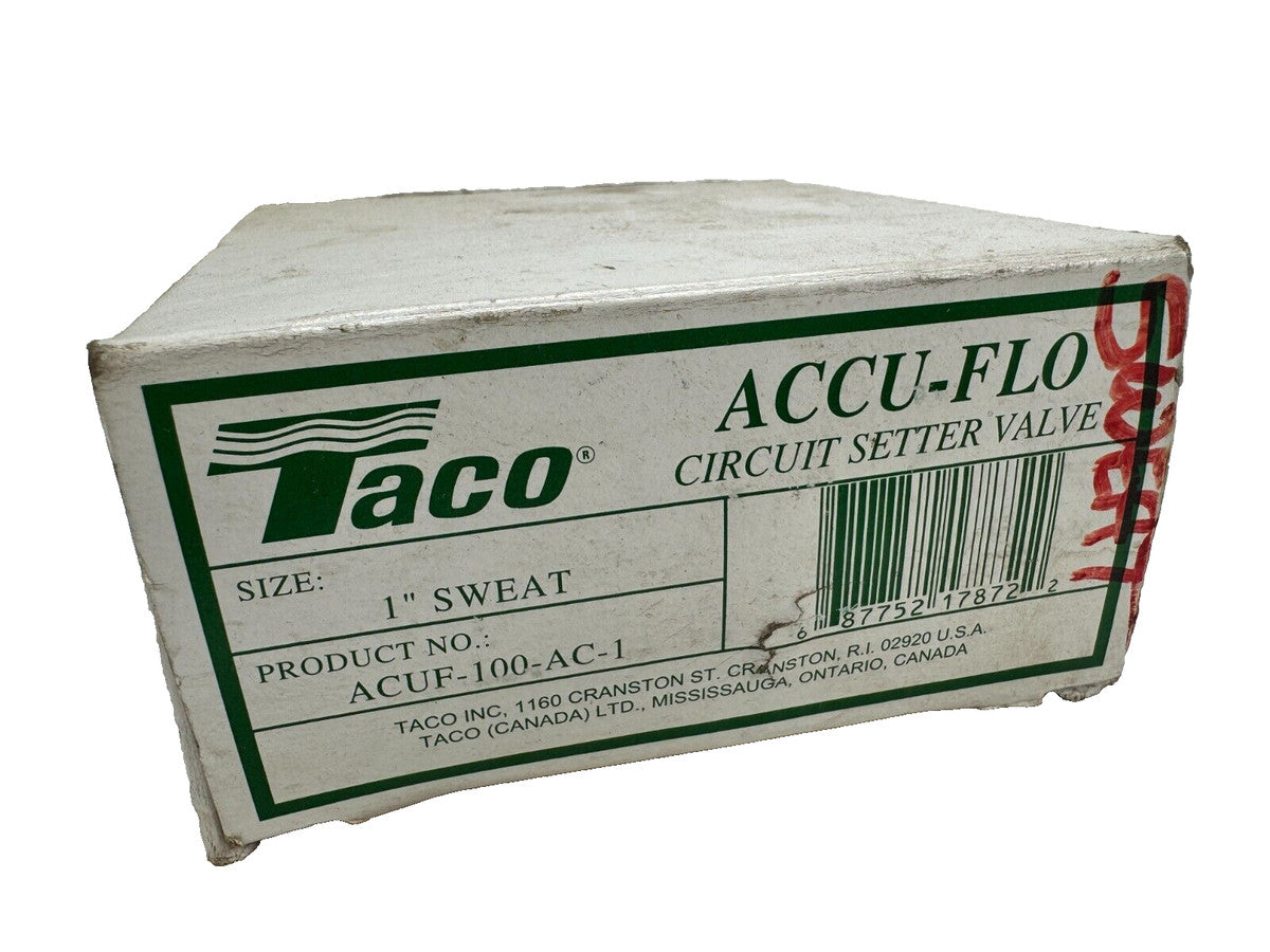 TACO ACUF-100-AC-1 ACCU-FLO 1" Sweat Ends Circuit Setter Valve Brass *NIB*