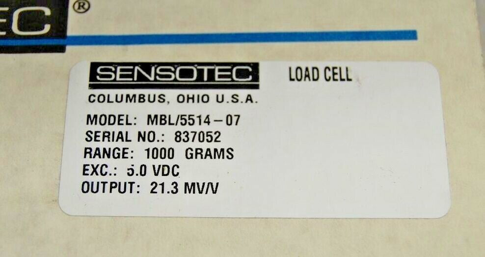 Sensotec 060-5514-07, MBL/5514-07 Pressure Acceleration Displacement Load Cell