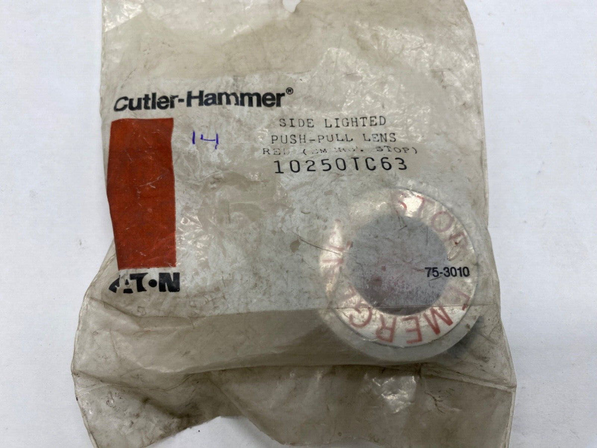 Cutler Hammer red plastic lens emergency stop side lighted push/pull 10250TC63