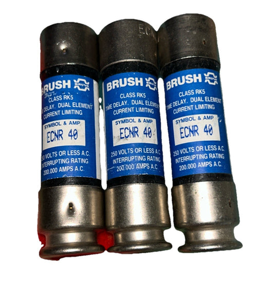 (QTY 3) Edison Dual Element Time-Delay Class RK5 Fuse 250V 40 Amp ECNR40.  B4