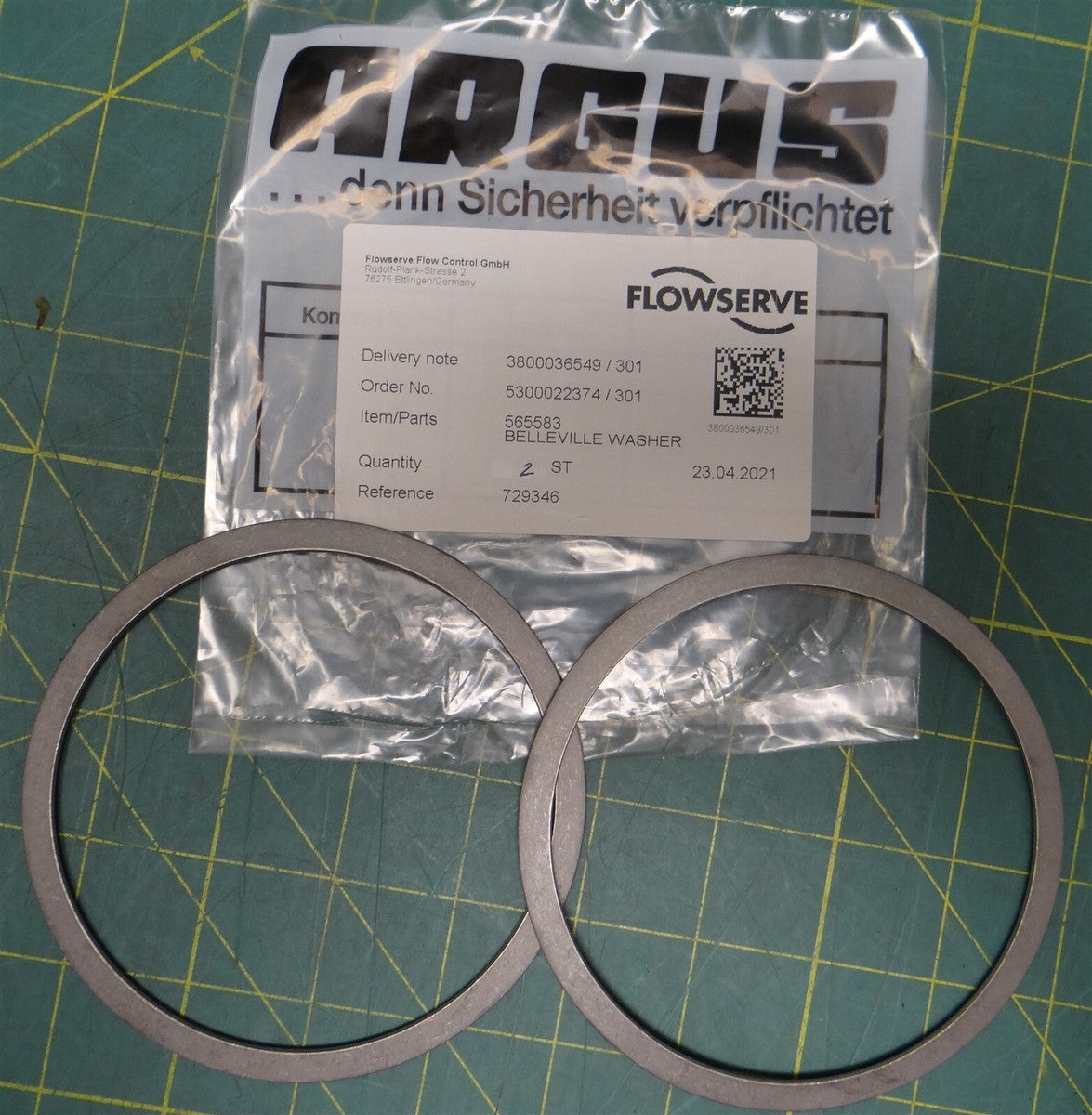 (2 pk) Flowserve Belleville Washer Disc Spring 565583 100mm ID 115mm OD 5mm H 