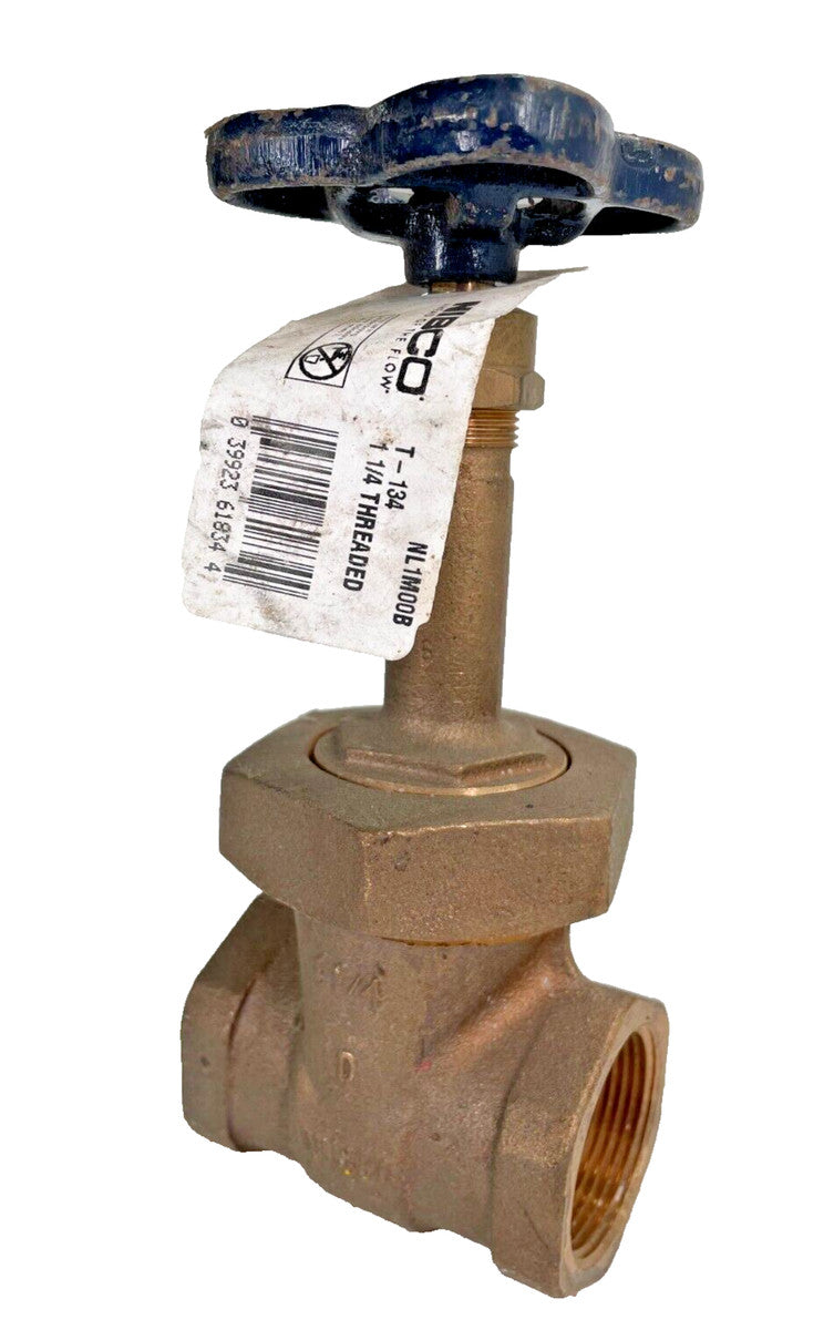 NIBCO T-134 Bronze Gate Valve 1-1/4" NPT Thread Ends Class 150 / 300 psi WOG