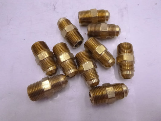 10 Pack 04048-1008 Brass Adapter 5/8 SAE 45 degree  Male Flared x 1/2 Male NPTF