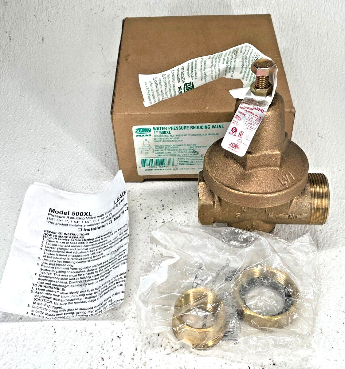 Zurn Wilkins 1-500XL 1" 500XL Water Pressure Reducing Valve, 25-75 psi Out *NIB*