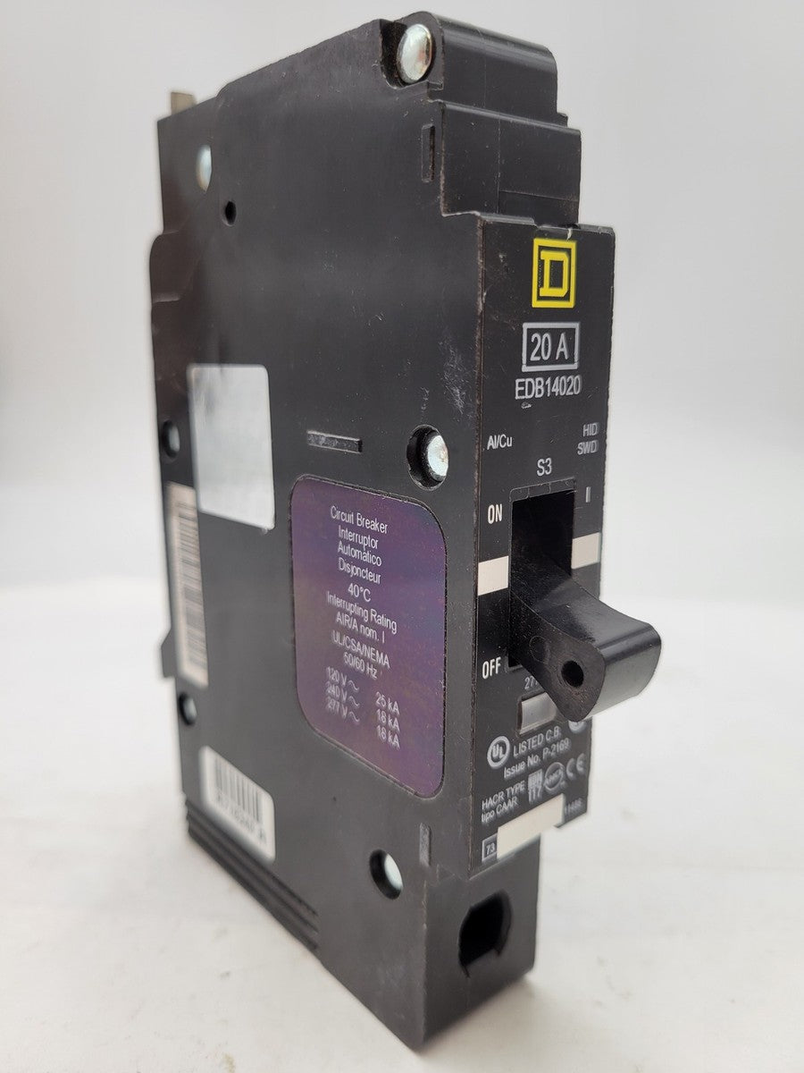 Square D EDB14020 Bolt-On Circuit Breaker 20A 1P 277V EDB