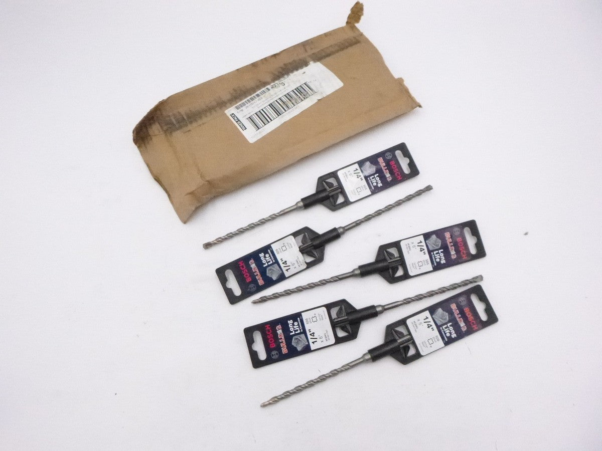 5 Pack Bosch 1/4" x 6" Bulldog Long Life SDS Plus Rotary Hammer Drill Bit