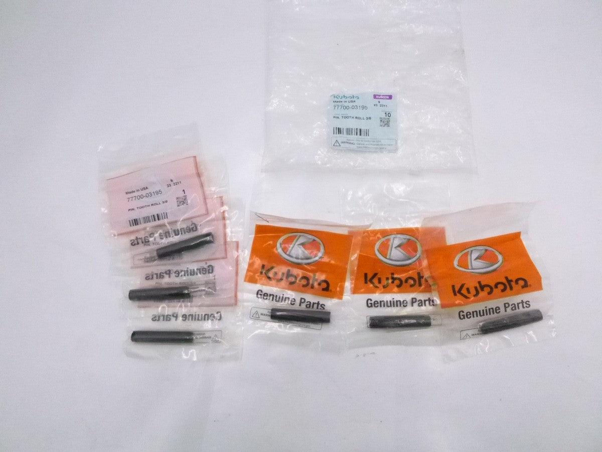 6 Pack OEM Kubota Tooth Roll Pin 3/8" Tooth and Blade Retention 77700-03195
