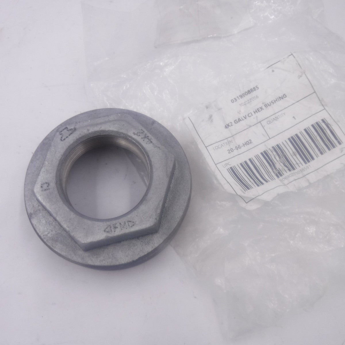 4" x 2" Anvil 0319908885 Galvanized Cast Iron Hex Head Bushing Reducer