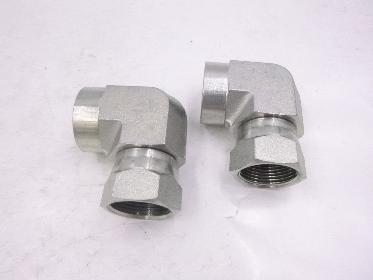 2 Pack Hydraulic 90° Elbow Fitting 1" x Female NPT x 1" Female NPT Swivel