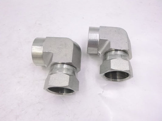 2 Pack Hydraulic 90° Elbow Fitting 1" x Female NPT x 1" Female NPT Swivel