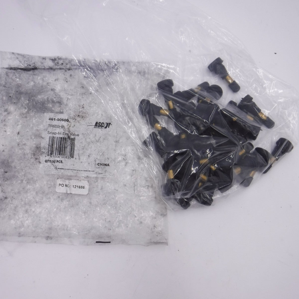 34 Pack Ascot High-Pressure Snap-In Tire Valve TR-600HP 80PSI 1-1/4" L