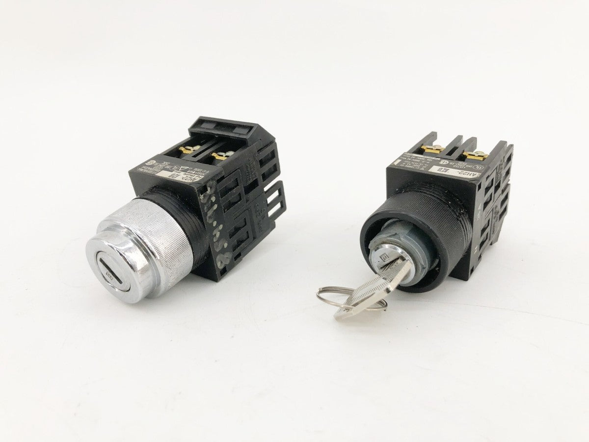 Lot of 2 New Fuji Electric AH22-J2B Selector Switches (One Key Missing) - No Box