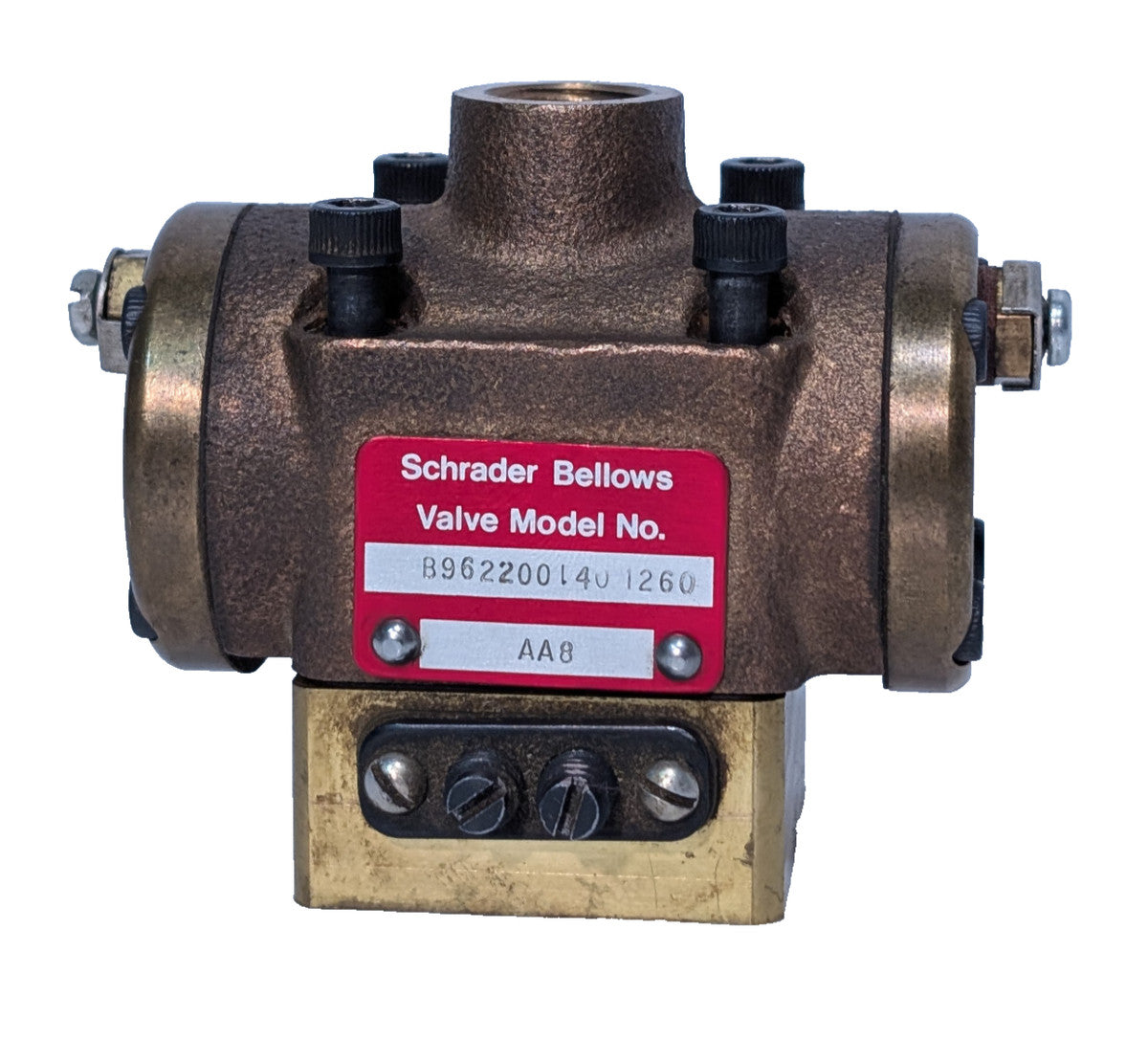 Schrader Bellows Solenoid Valve Model B962200140-1260, AA8, 12/60, Made in USA