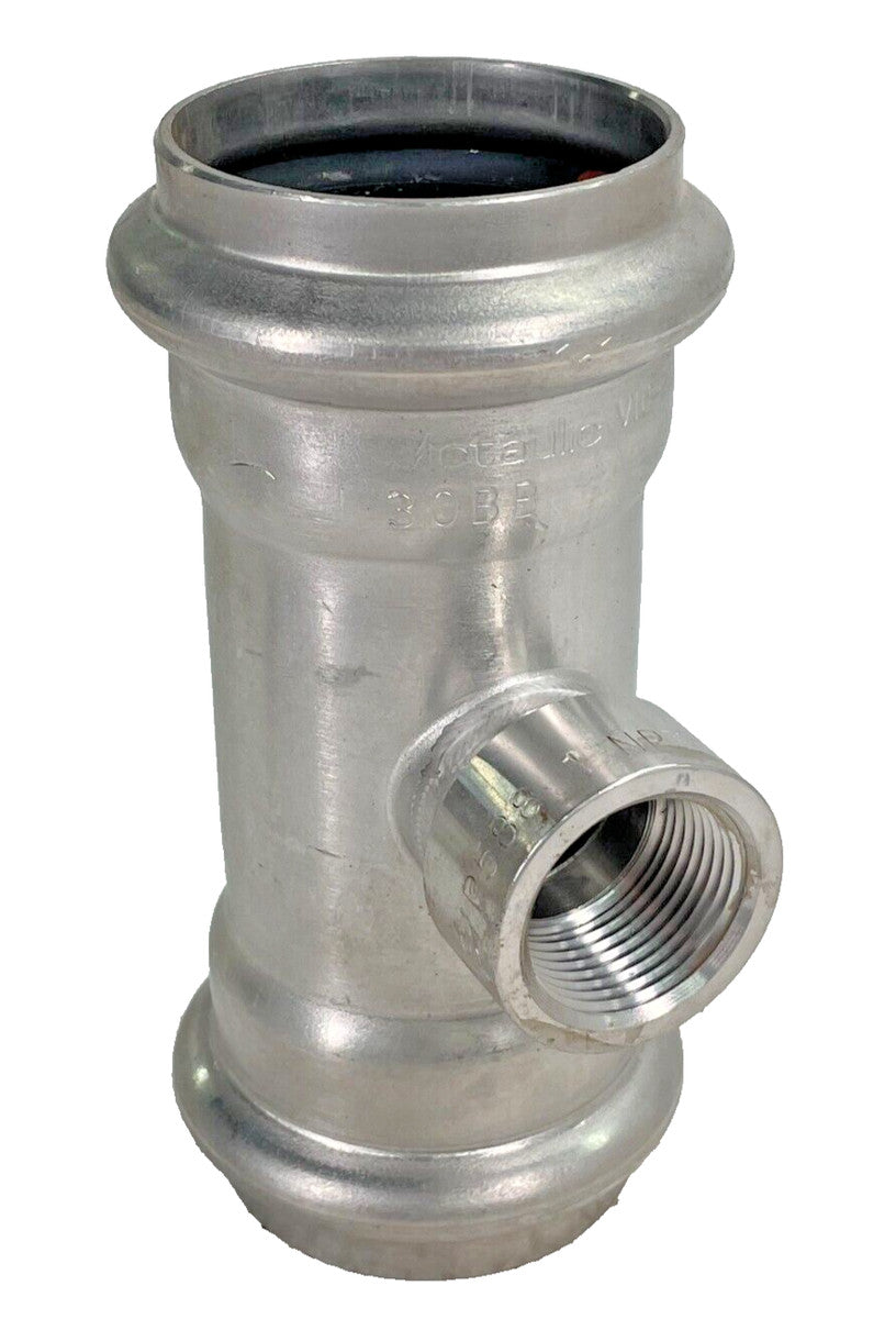 Victaulic P588 Vic-Press Stainless Reducing Tee 2" Press x 2" Press x 1" F-NPT