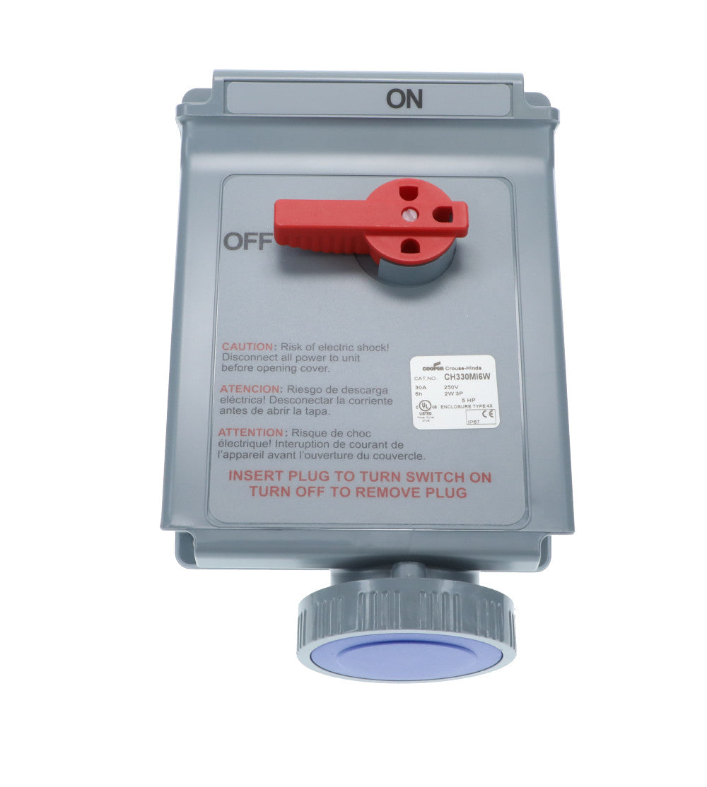 Cooper Crouse-Hinds CH330MI6W Interlocked 30A 2W 3P 250V IP67 Watertight 330MI6W