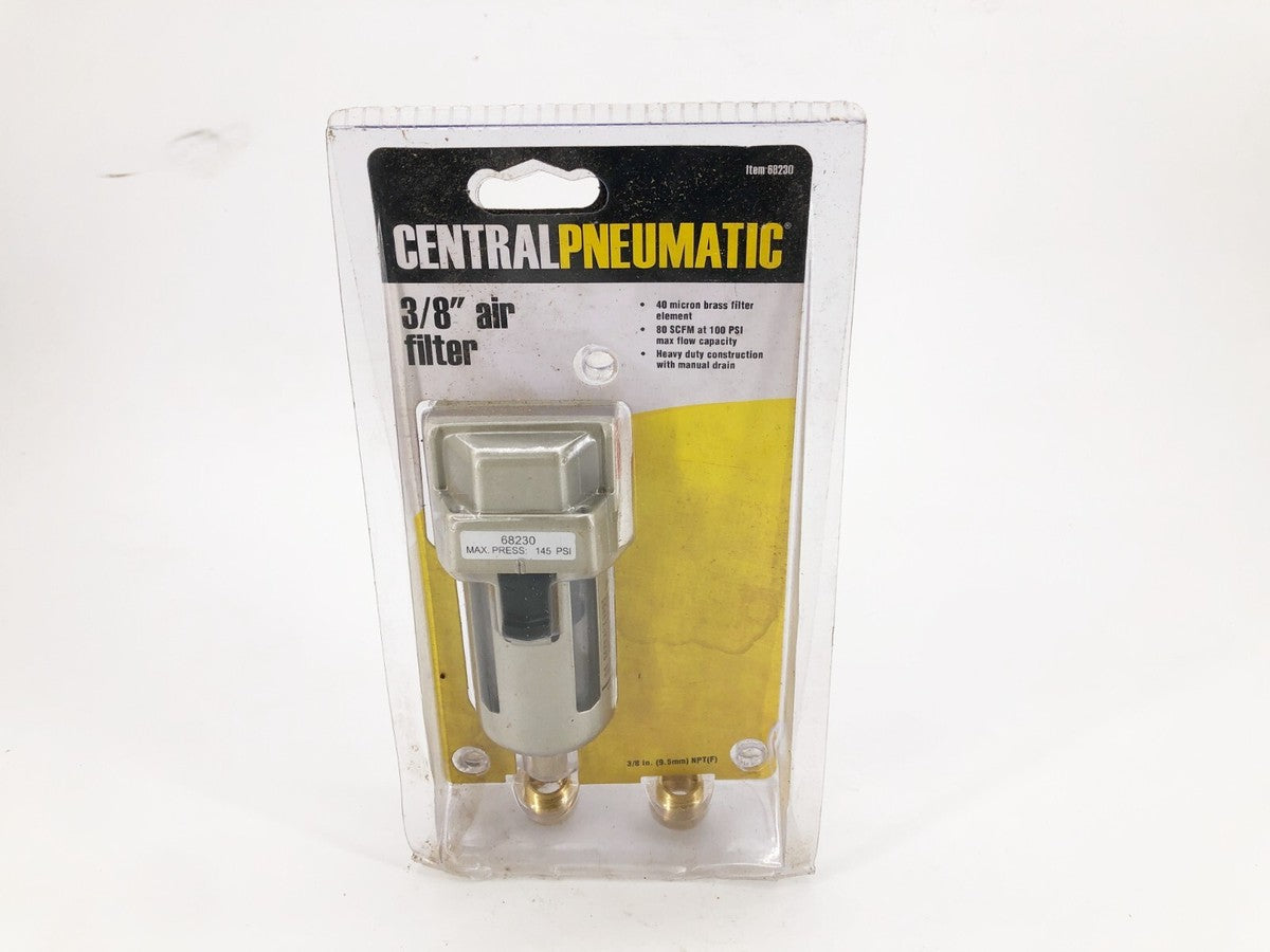 New Central Pneumatic 68230 3/8" Air Filter 40 Micron Brass Filter