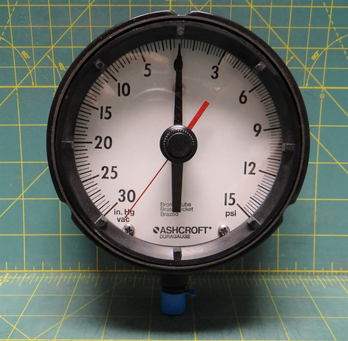 Ashcroft 4.5" Duragauge w/ XEO 30IMV-0-15 PSI 1/4 NPT Bottom Connect 451279AS02L