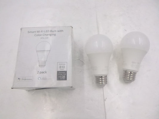 2 Pack Meross Smart Wi-fi LED Light Bulb 810Lm 90-125V 50/60Hz w/ Color Changing