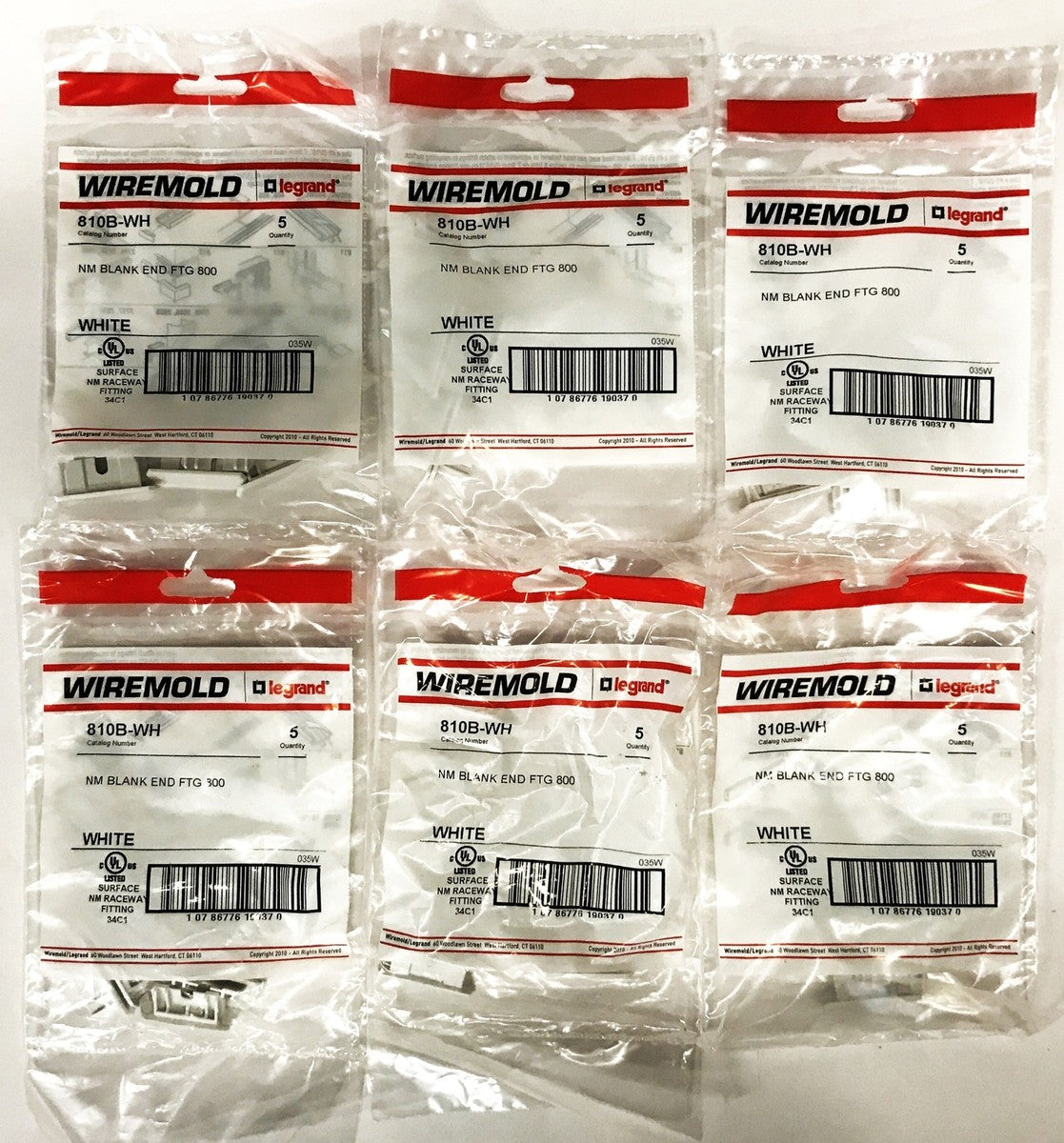Legrand Wiremold Non-Metallic Blank End Raceway Fitting 810B-WH [Lot of 30] NOS