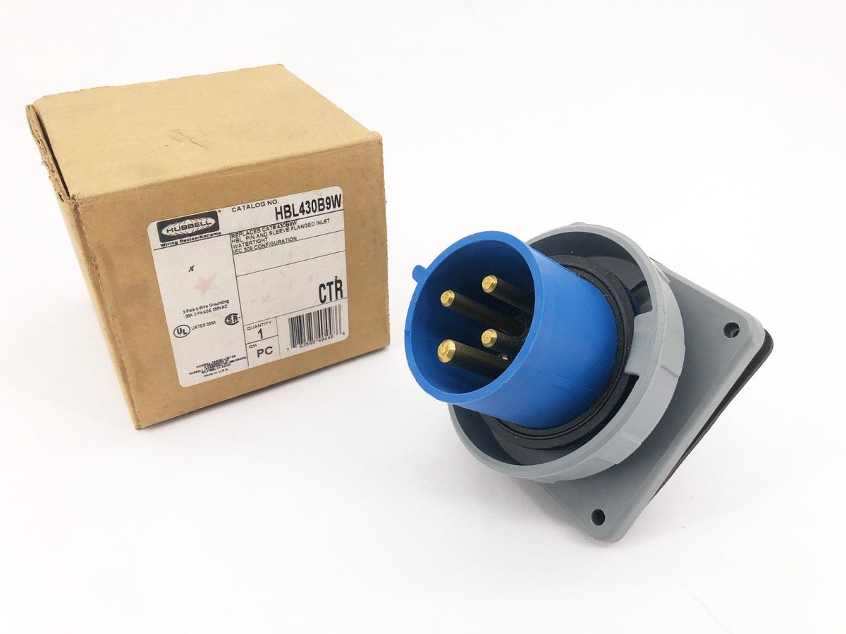 New Hubbell HBL430B9W Pin And Sleeve Inlet 30A 250V 3-Pole 3PH