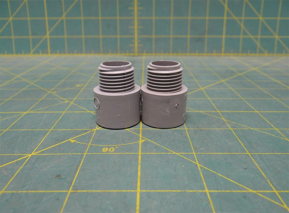 (2) 1/2" Gray PVC Male Terminal Adapter Fitting 16mm - Kraloy Brand TA05