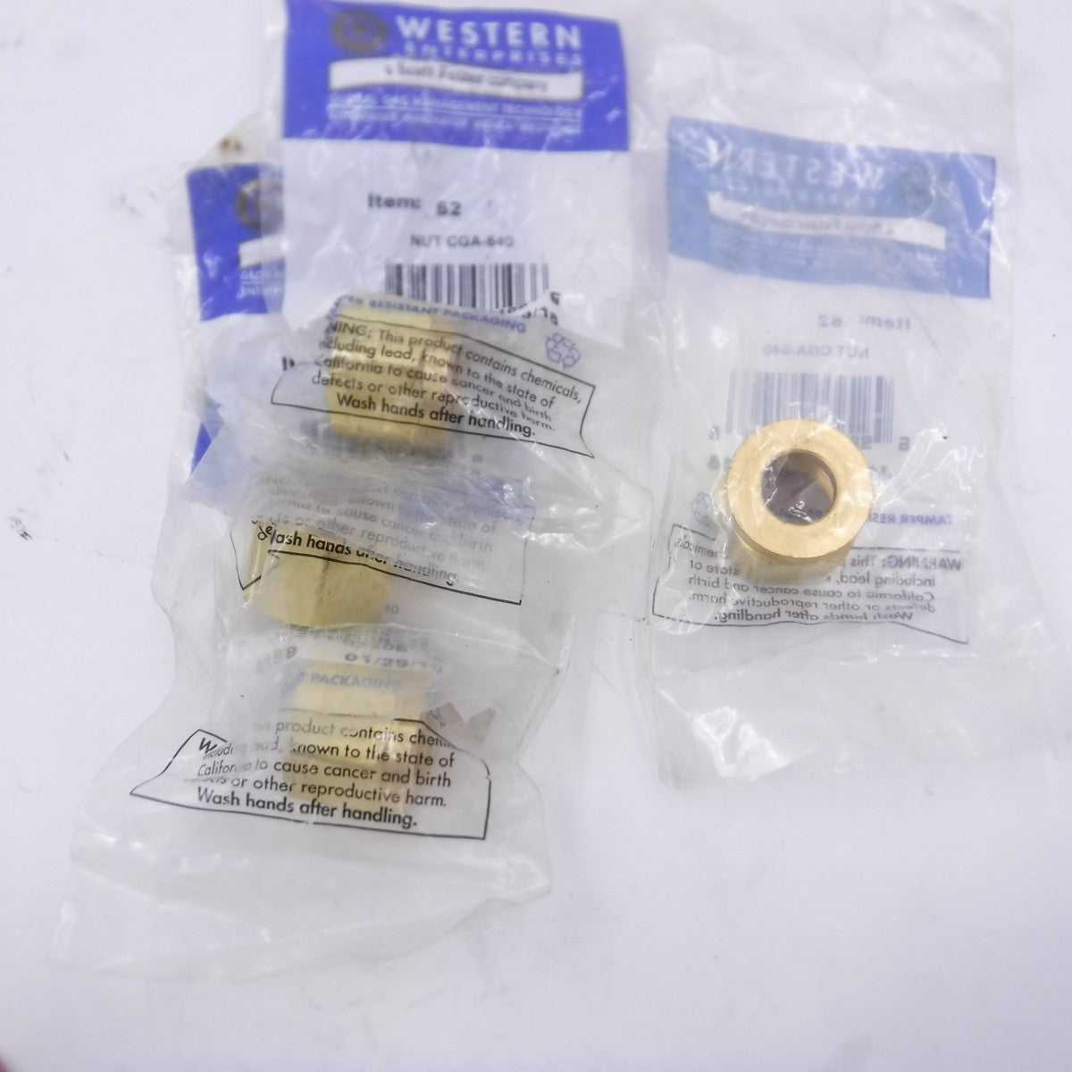 4 Pack Western Enterprises Oxygen Regulator Inlet Nut Brass 62