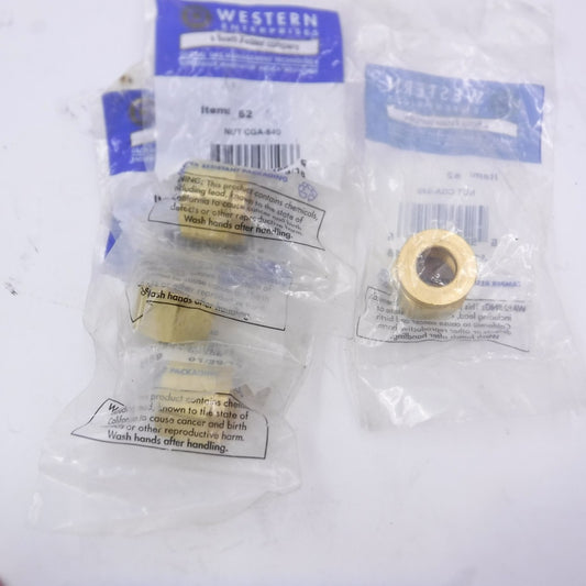 4 Pack Western Enterprises Oxygen Regulator Inlet Nut Brass 62