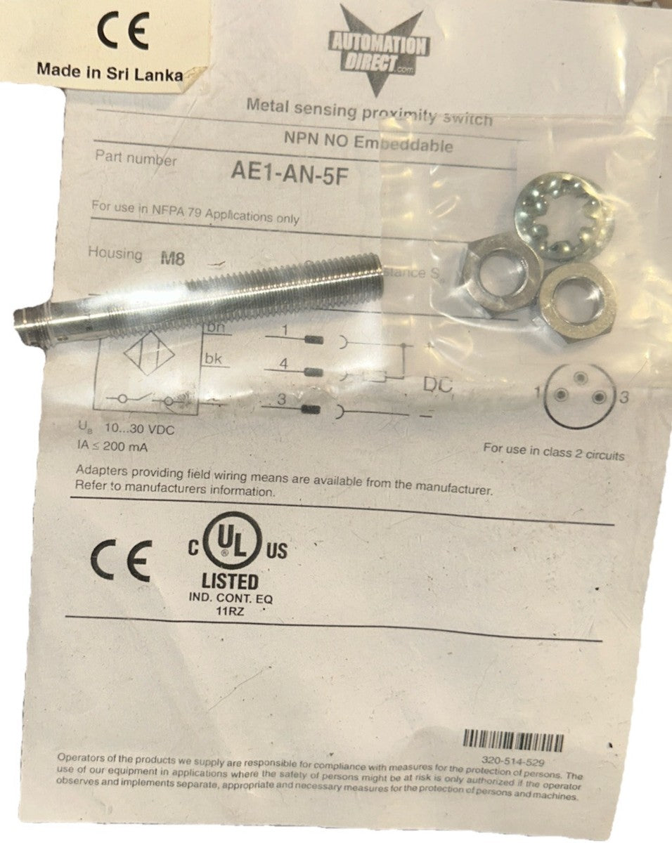 SEALED NEW AUTOMATION DIRECT AE1-AN-5F PROXIMITY SWITCH 3MM.          Z5