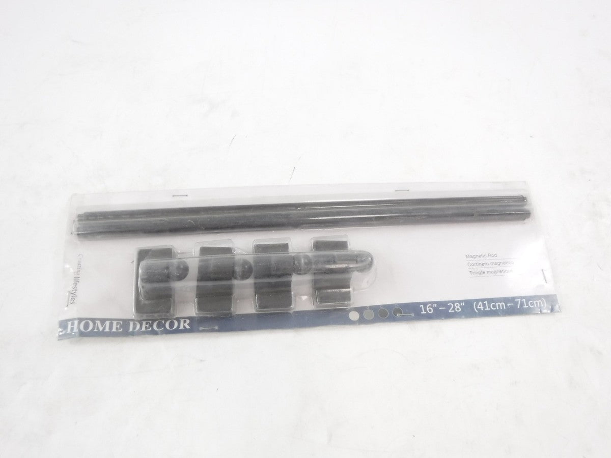 2 Pack Home Decor 16"-28"L Black Magnetic Curtain Rods TQMAGROD2-01-1628-BLACK