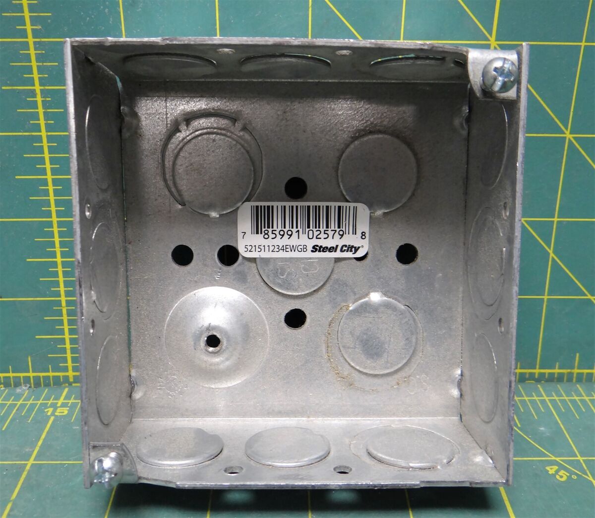 Steel City Galvanized Steel 4" Square Metallic Outlet Box with Ground Bump
