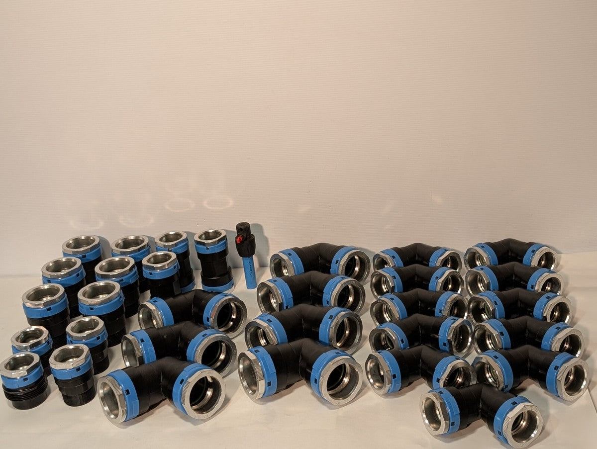 EQOfluids EQOair Aluminum Sliding Couplings 50mm 63mm 90Deg Elbow Straight 16bar