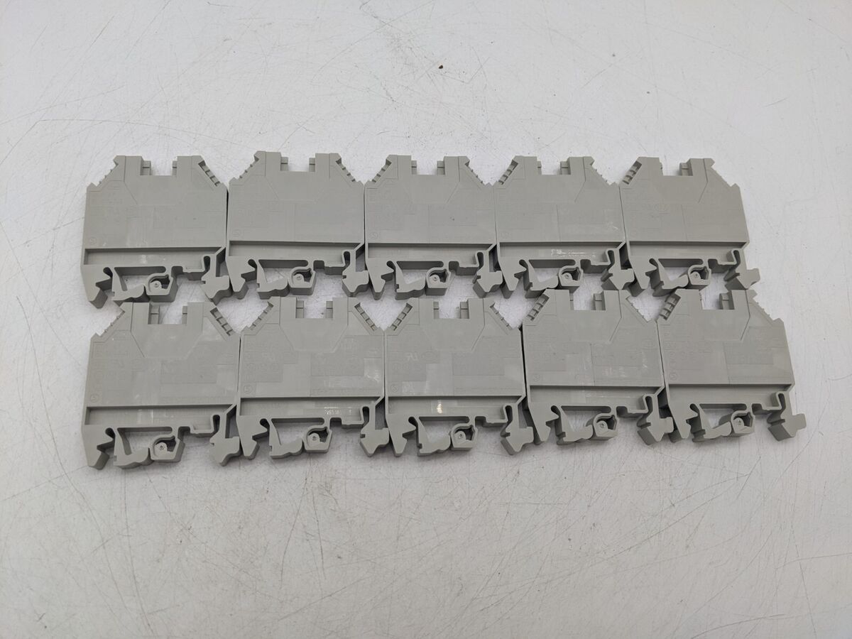 10 Piece Set Wieland WK6/U Terminal Block 600 Volt 45 Amp 20-8 AWG - Gray