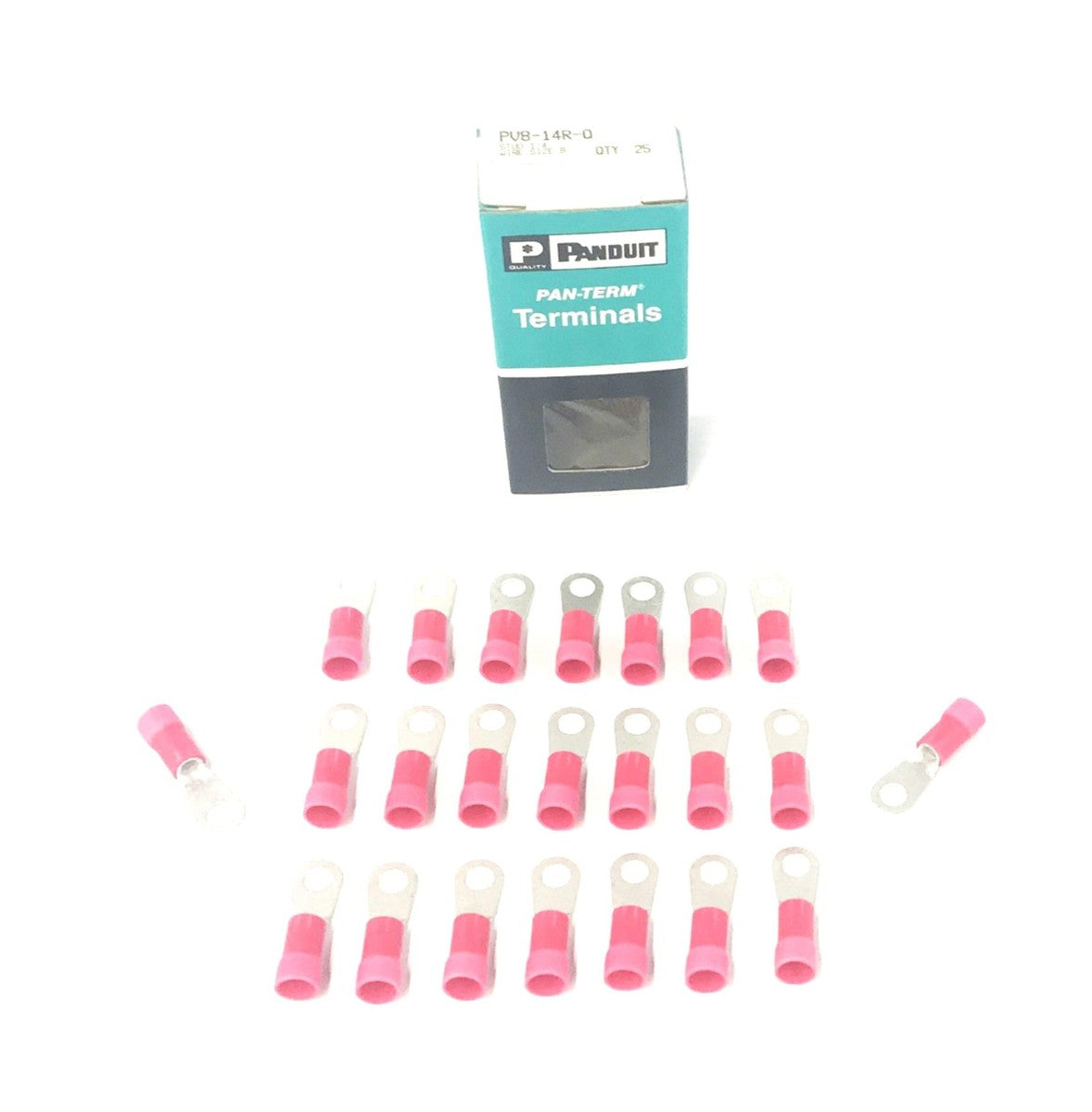 Panduit Pan-Term Terminals 1/4 Stud Wire Size 8 (Pack of 23) PV8-14R-Q NOS