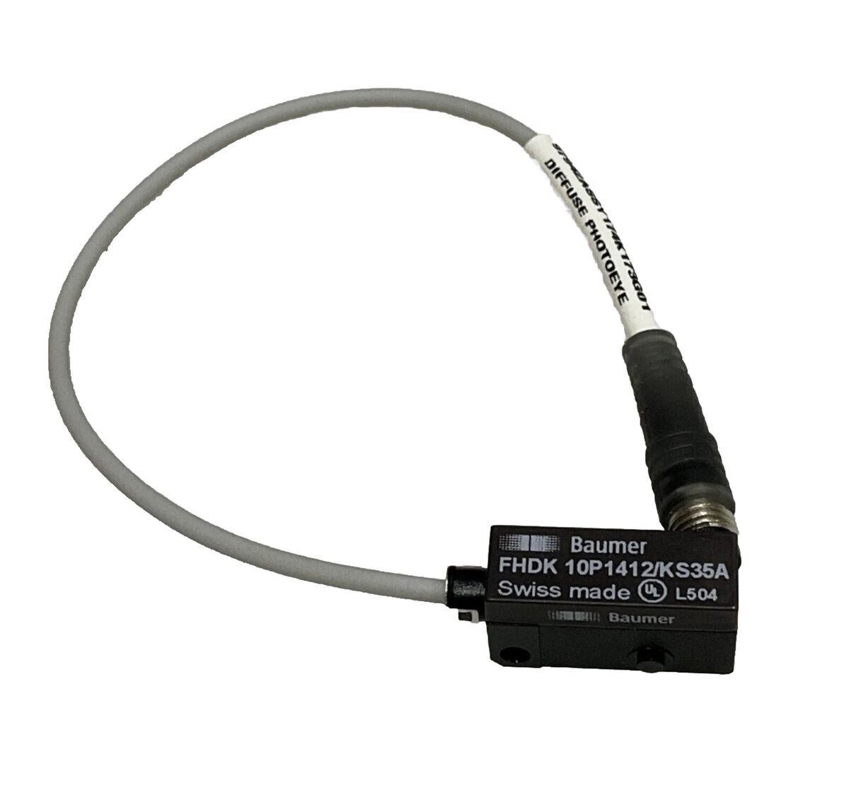 BAUMER FHDK 10P1412/KS35A DIFFUSE PHOTOEYE PHOTOELECTRIC SENSOR ASSEMBLY. C5