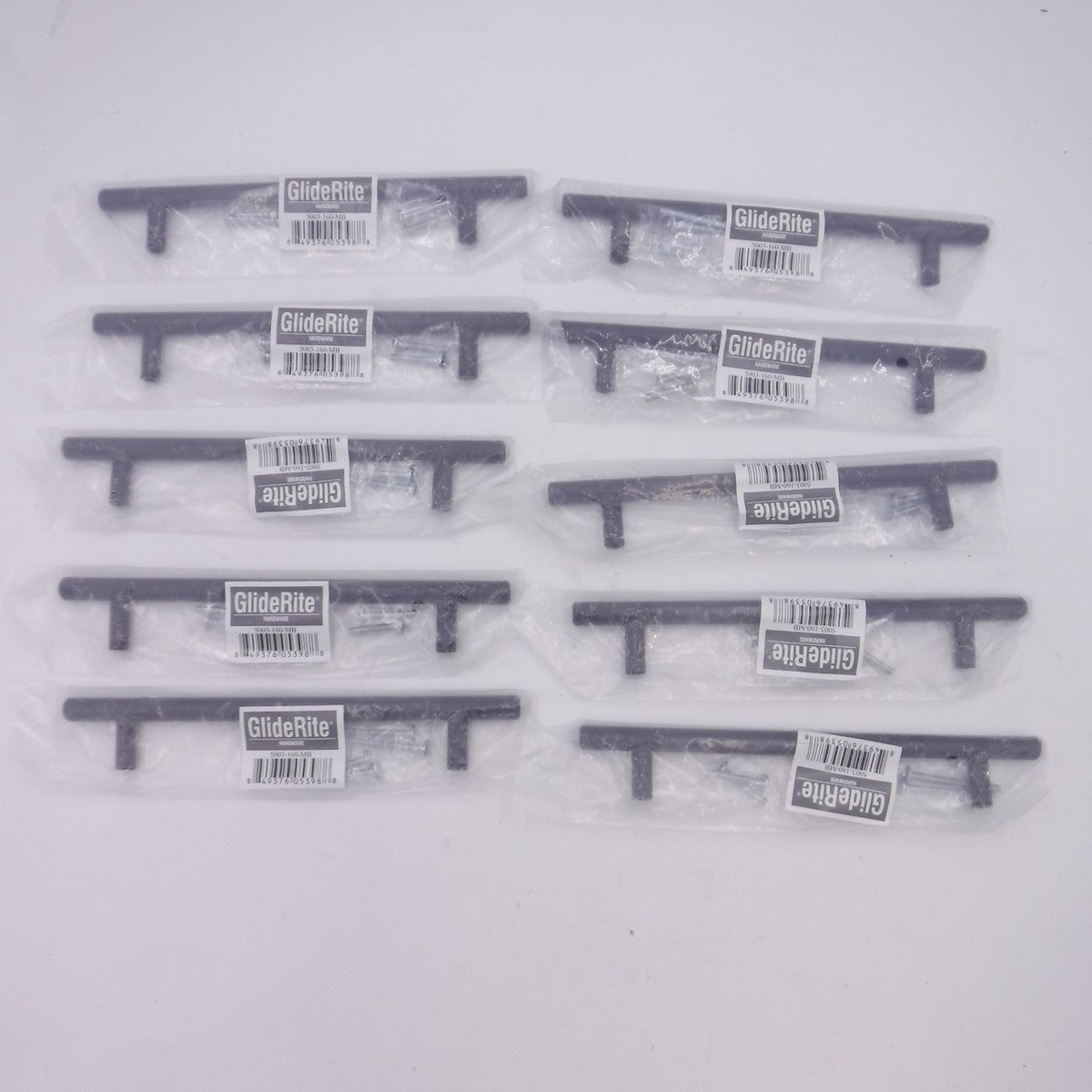 10 Pack GlideRite 8-5/8" Matte Black Steel Bar Pulls 5003-160-MB