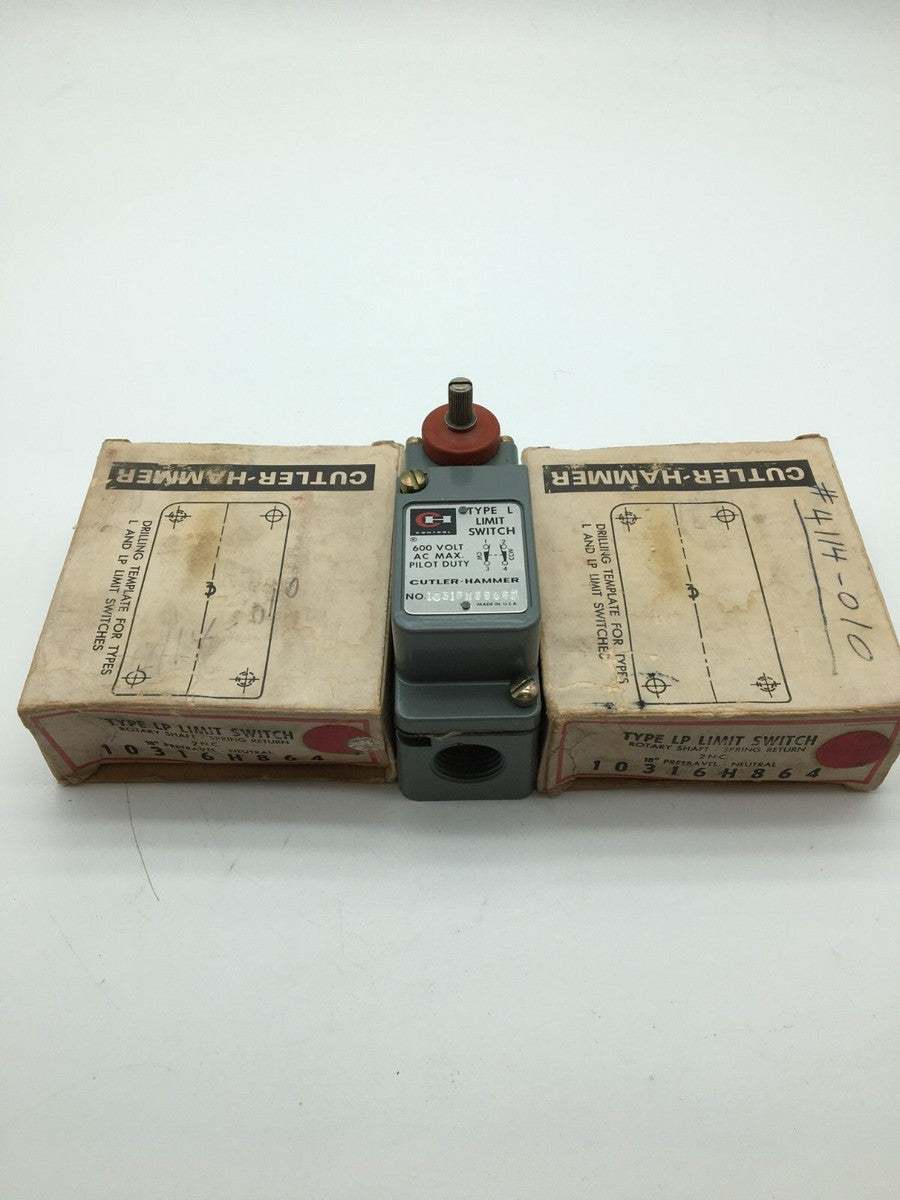 2 Piece Cutler-Hammer 10316H864 Limit Switch Type L 600 Volt AC Max Pilot Duty