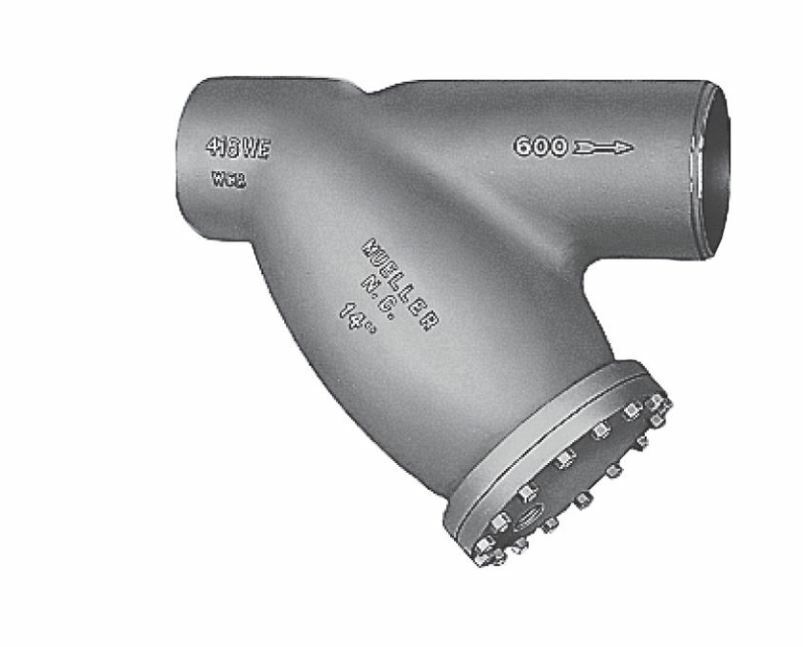 MUELLER Y Strainer 6" Class 600 Beveled End S/80 Extra Heavy Bore WCB Body