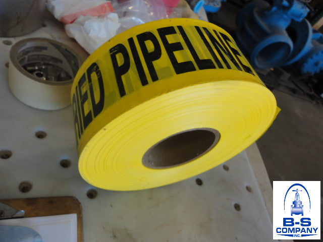 BURIED PIPELINE BELOW | 1000' Tape Roll | 3" Wide | Yellow W/ Black Lettering