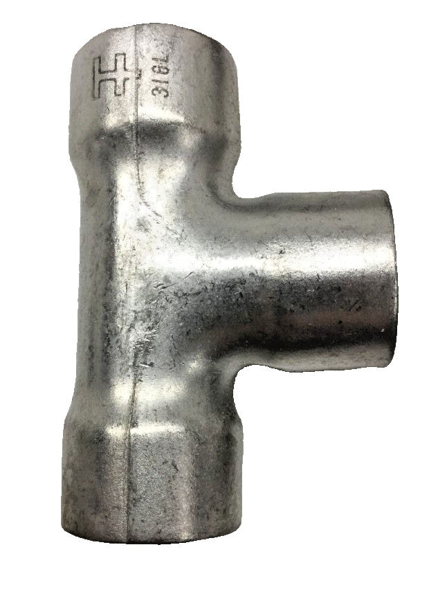 3/4" OD Stainless Steel Tube Tee, Slip (Socket) Ends, 316-SS, (Lot of 3)