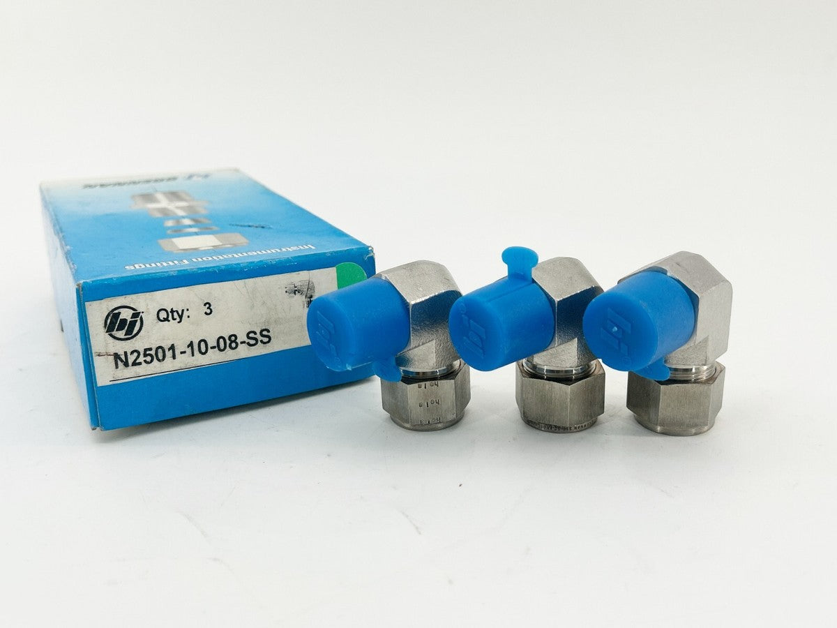 New Box of 3 Brennan Industries N2501-10-08-SS Hydraulic Fitting 10IN-08MNPT