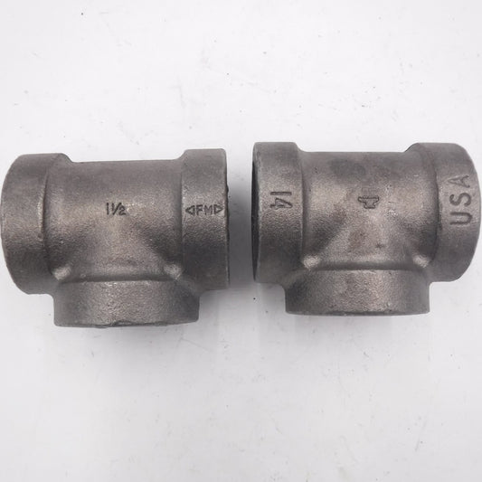 2 Pack Anvil 1-1/2" Female NPT Malleable Iron Tee 0310516802