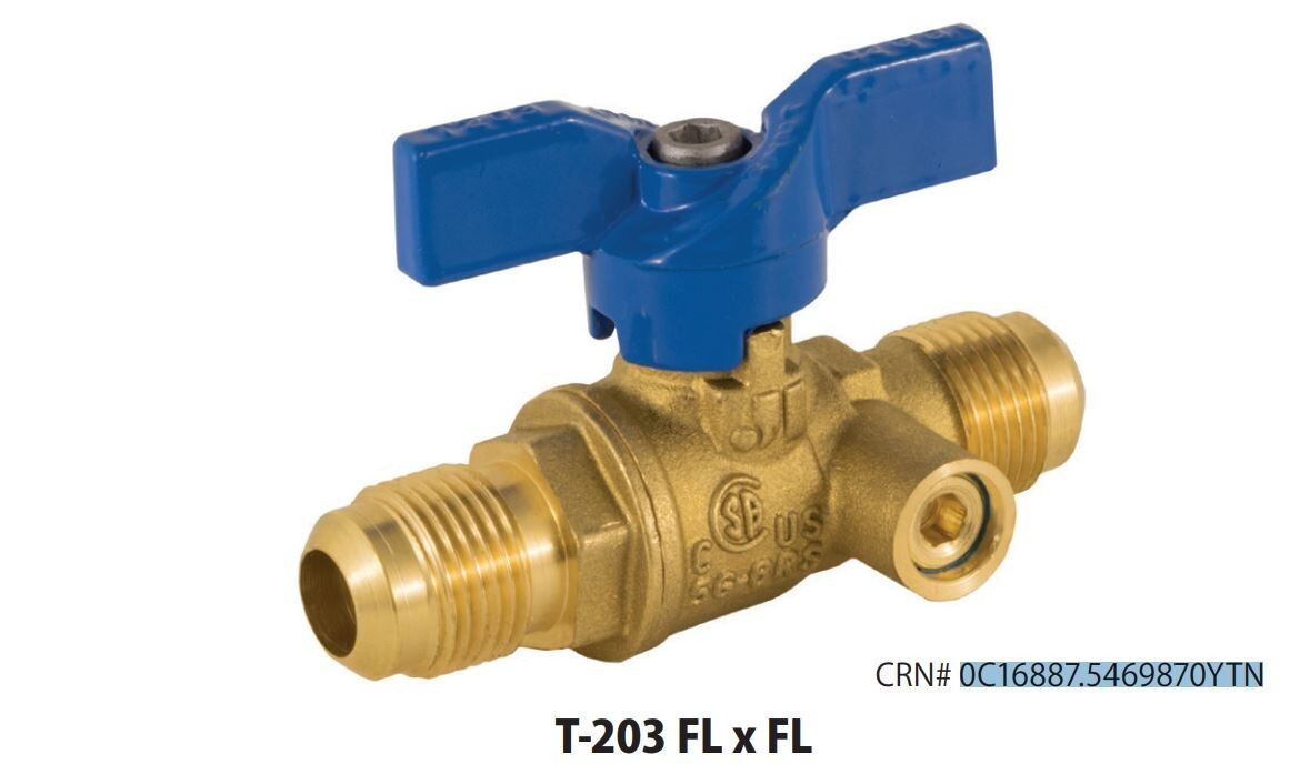 JOMAR T-203 1/2" 600 WOG Flare Connection Brass Gas Ball Valve w/ Side Tap