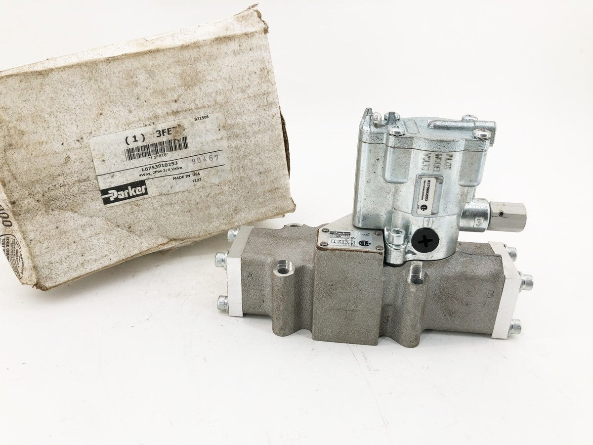 New Parker L6753910253 Solenoid Valve w/ Pilot K175903553 120V 140psig 3FET8