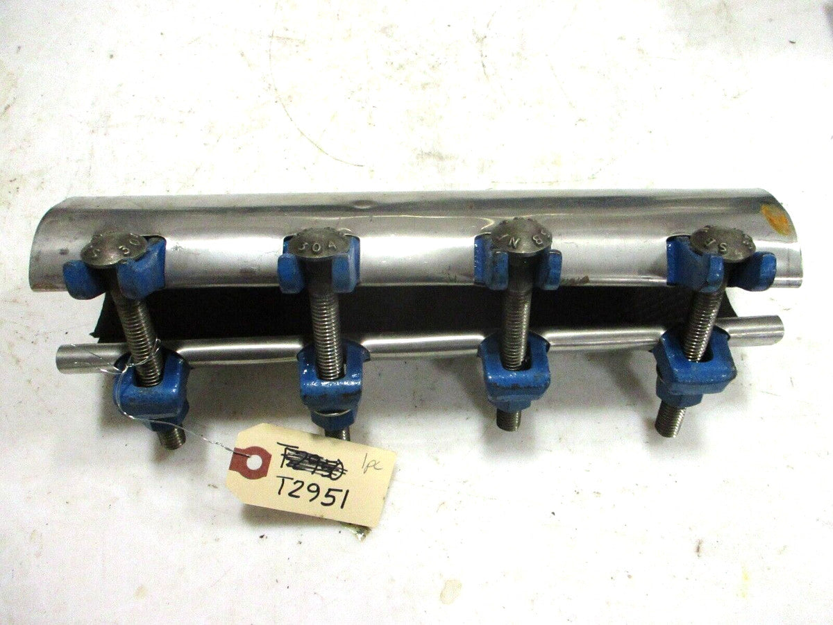 Stainless Steel Pipe Repair Clamp | Fits 2" (2.38 OD) Pipe x 12" Long | 4-Bolt