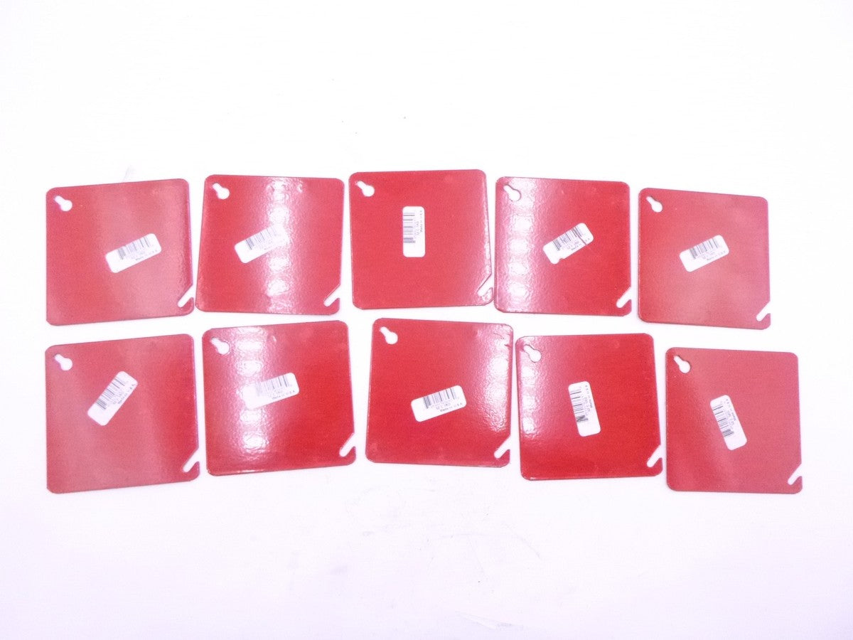 10 Pack Steel City 52-C-1RD 4" Steel Flat 4-Square Red Cover