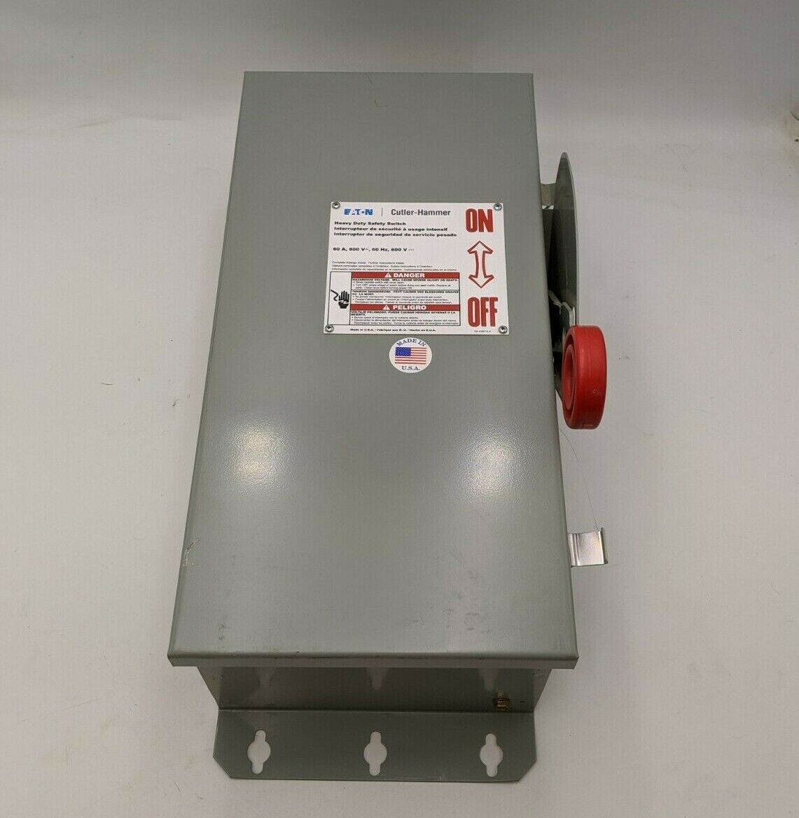 Eaton DH262FDK Safety Disconnect Switch 60A 600V 2 Pole 25HP Type 12 Enclosure