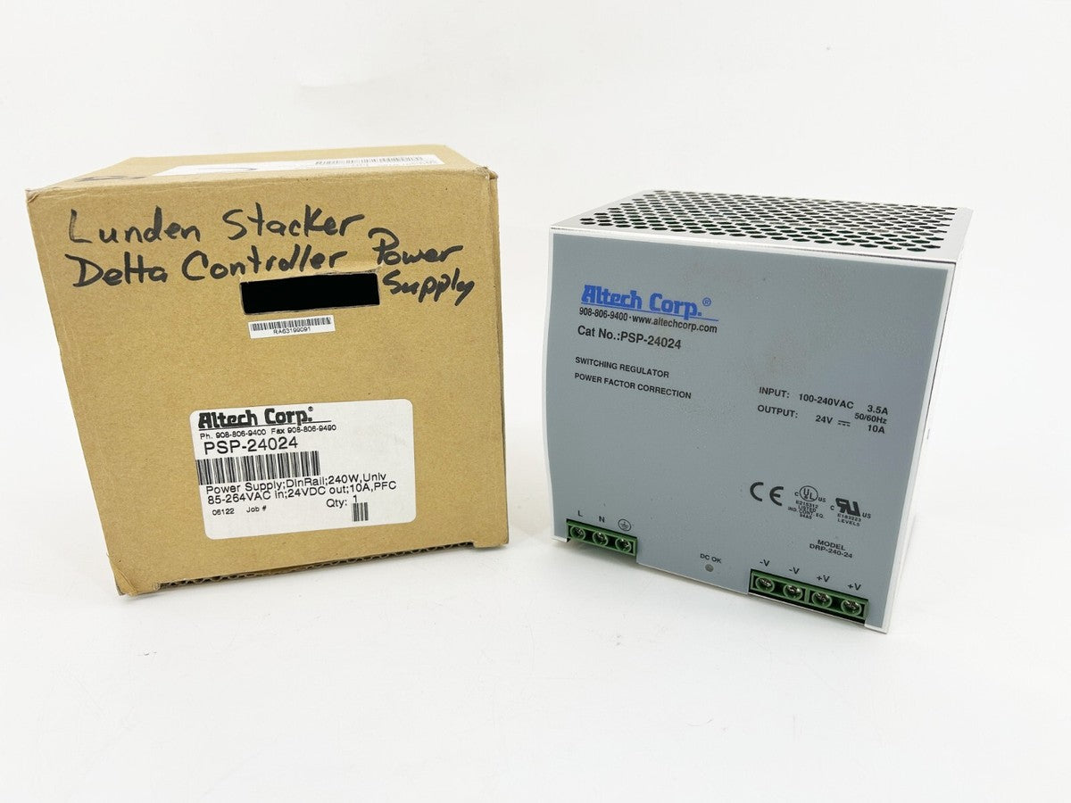 New Altech Corp PSP-24024 Power Supply 24VDC 10A Din Rail Mount