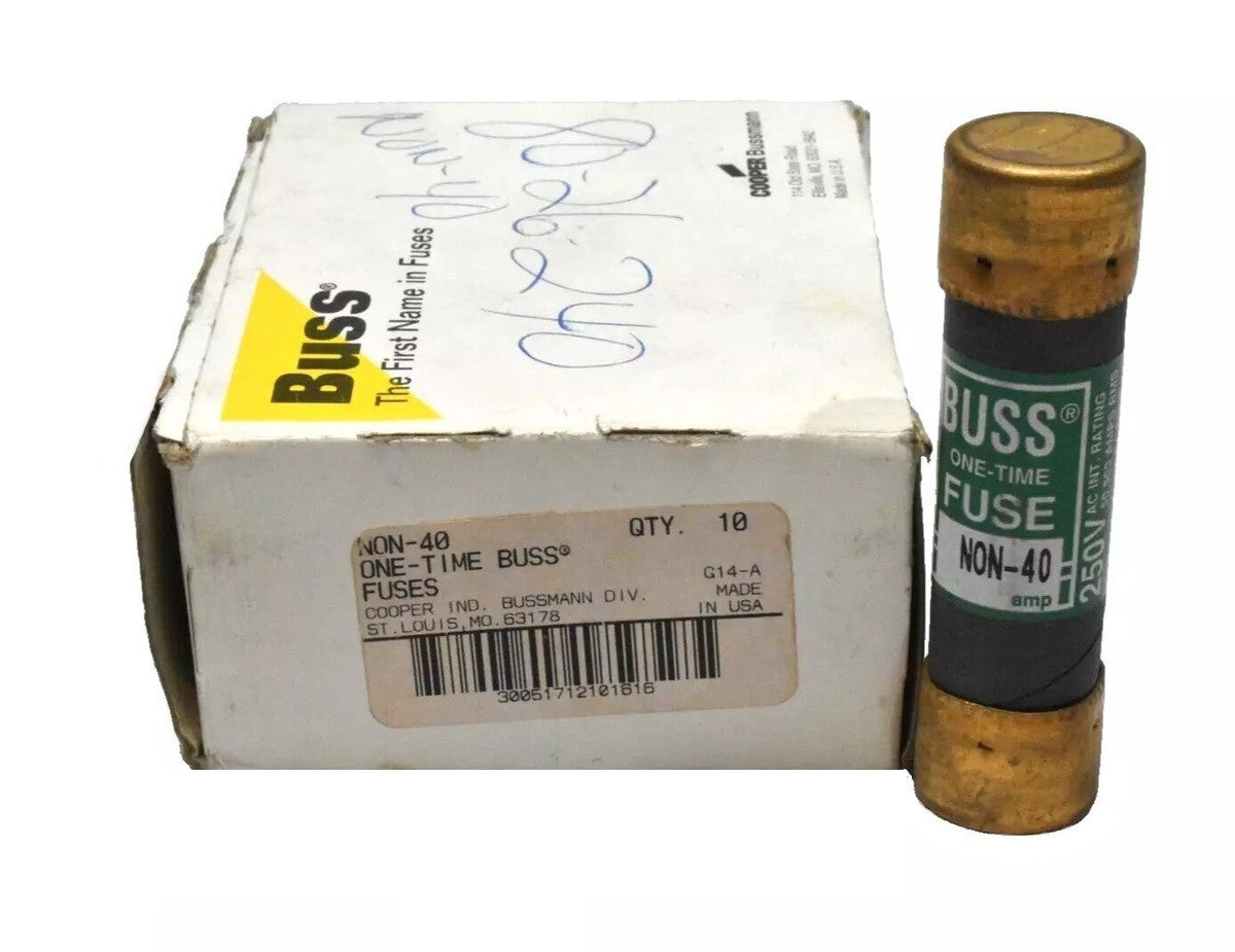[Box of 10] Bussmann Buss NON-40 One Time K5 Fuse 250V, 40 Amp NOS